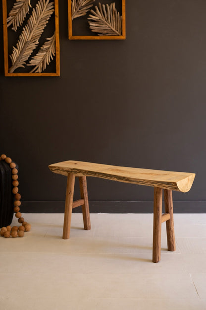 Rustic Willow Wood and Silk Tree Bench - Chapin Furniture