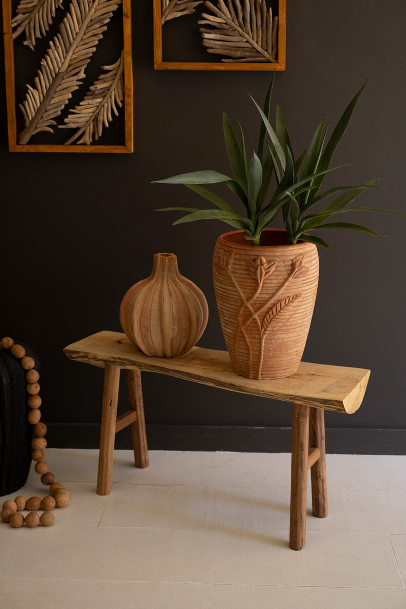 Rustic Willow Wood and Silk Tree Bench - Chapin Furniture
