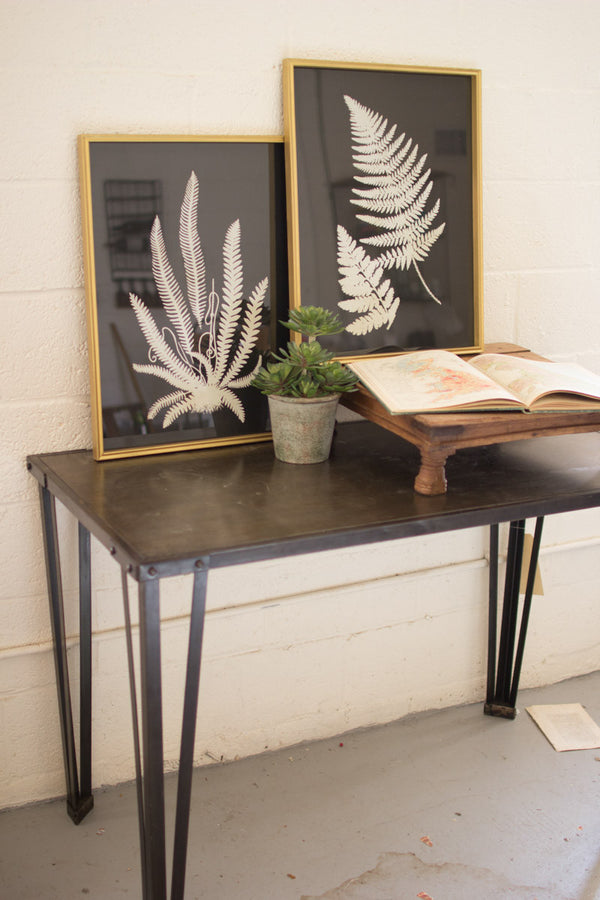 Set of 2 Black and White Fern Prints Under Glass - Chapin Furniture