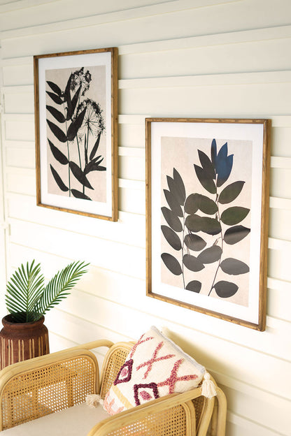 Set of 2 Framed Black Leaf Prints Under Glass - Chapin Furniture