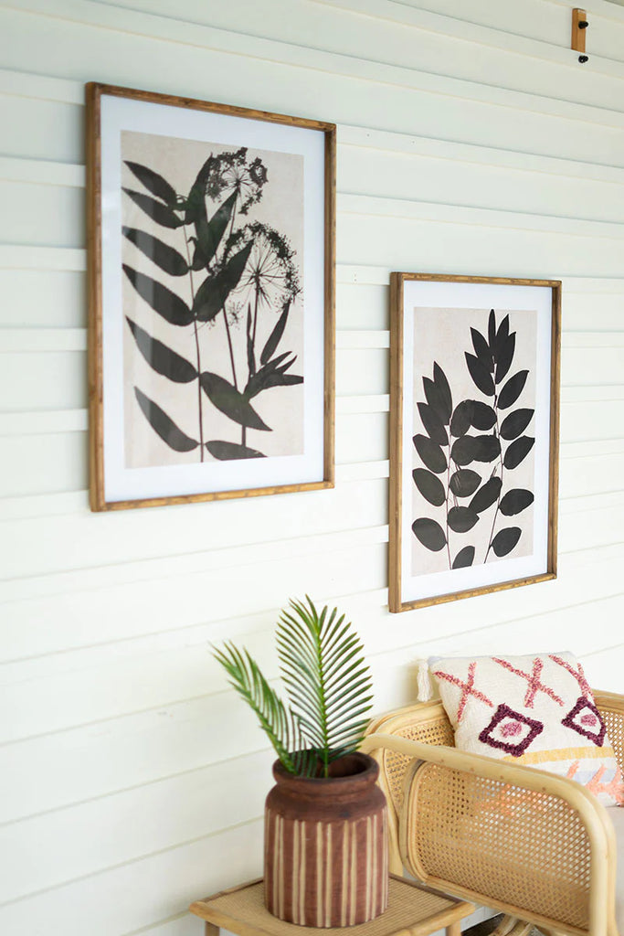 Set of 2 Framed Black Leaf Prints Under Glass - Chapin Furniture