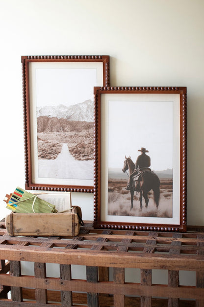 Set of 2 Framed Cowboy & Horse with Desert Scene Photography Prints under Glass - Chapin Furniture