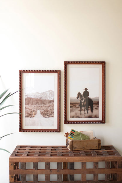 Set of 2 Framed Cowboy & Horse with Desert Scene Photography Prints under Glass - Chapin Furniture