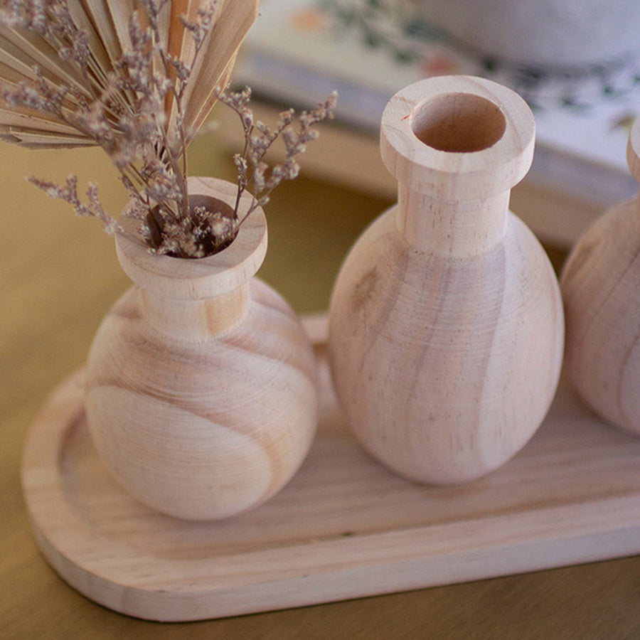 Three Wooden Bud Vases on a Tray - Chapin Furniture
