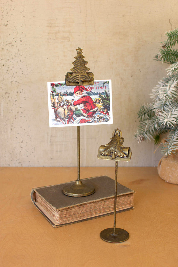 Set of 2 Christmas Tree Card Clips on Stands - Chapin Furniture