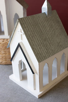Set of 2 Wooden Christmas Churches with Galvanized Roofs - Chapin Furniture