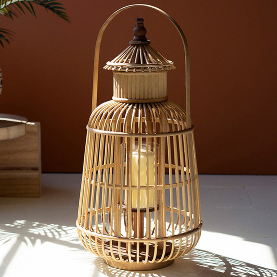 Bamboo Pagoda Lantern with Glass Insert - Chapin Furniture