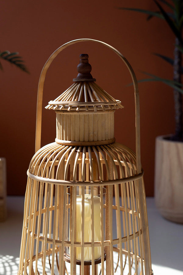 Bamboo Pagoda Lantern with Glass Insert - Chapin Furniture