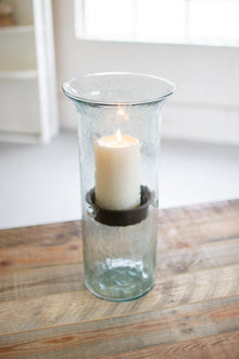 Mini Glass Candle Cylinders with Rustic Insert \ Large - Chapin Furniture