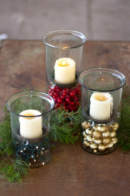 Mini Glass Candle Cylinders with Rustic Insert \ Large - Chapin Furniture