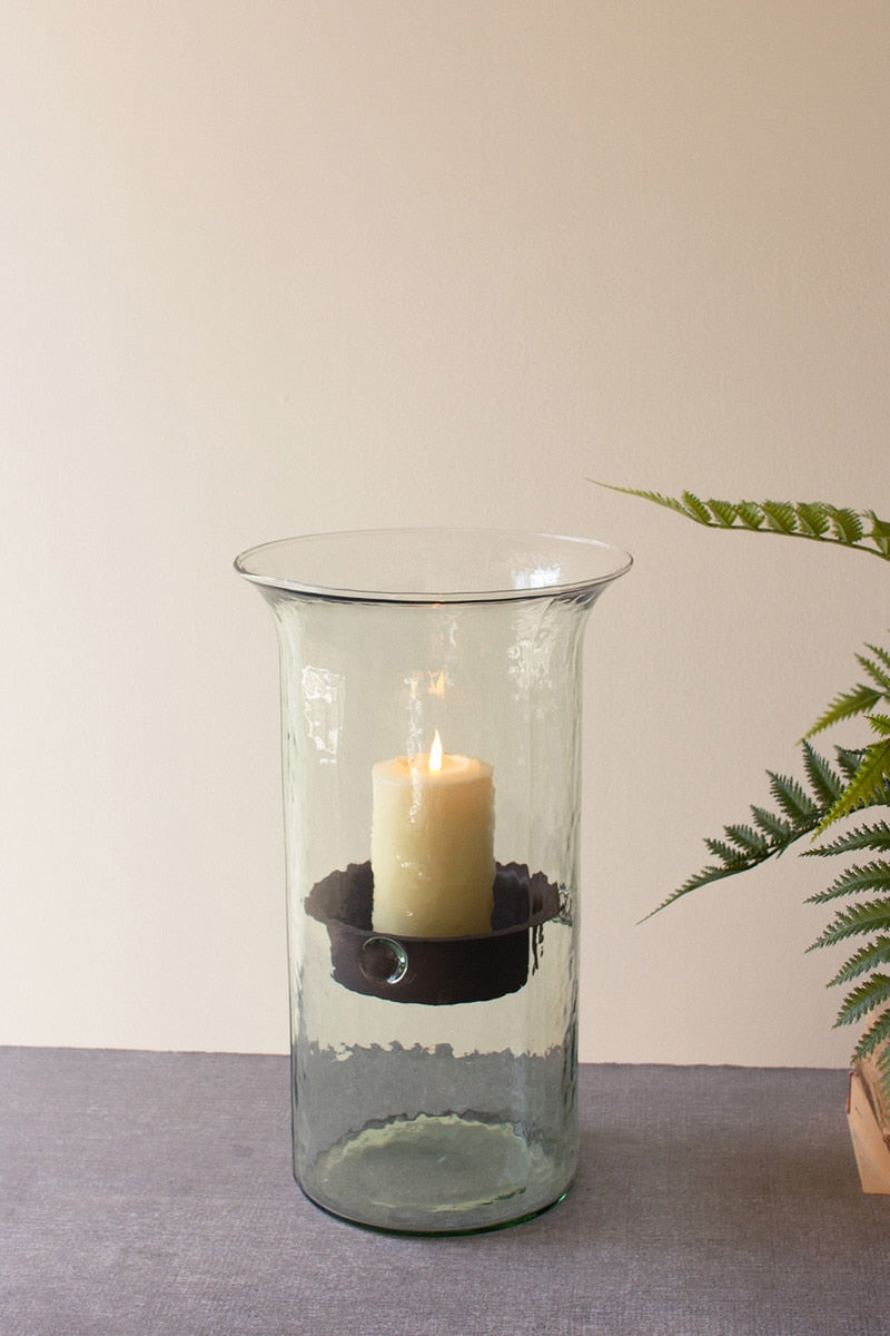 Original Glass Candle Cylinder with Rustic Insert \ Medium - Chapin Furniture