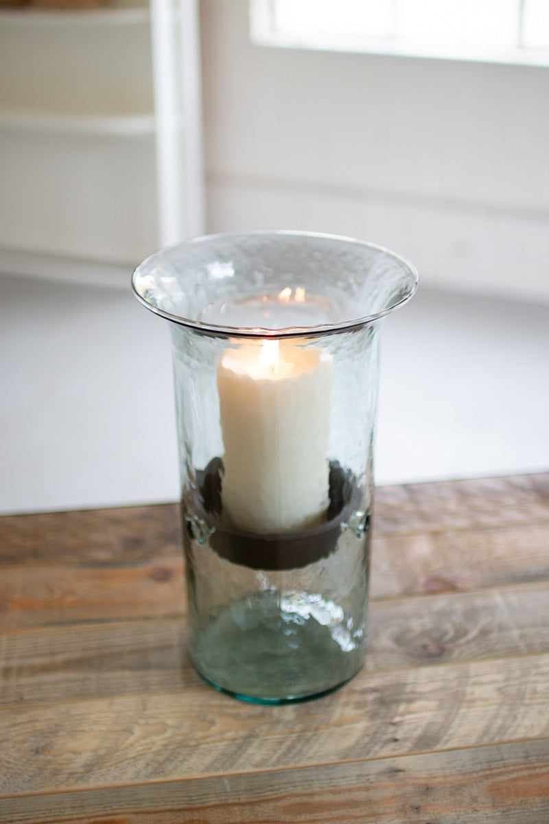 Original Glass Candle Cylinder with Rustic Insert \ Medium - Chapin Furniture