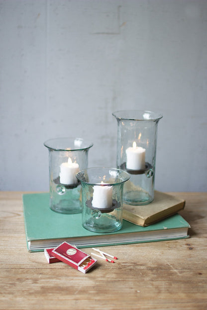 Set of 3 Recycled Glass Votive Cylinders- Set of 3 - Chapin Furniture