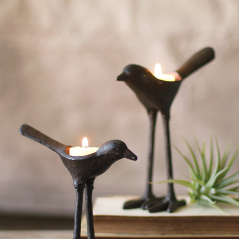 Set of 2 Cast Iron Bird Tea-Light Holders - Chapin Furniture