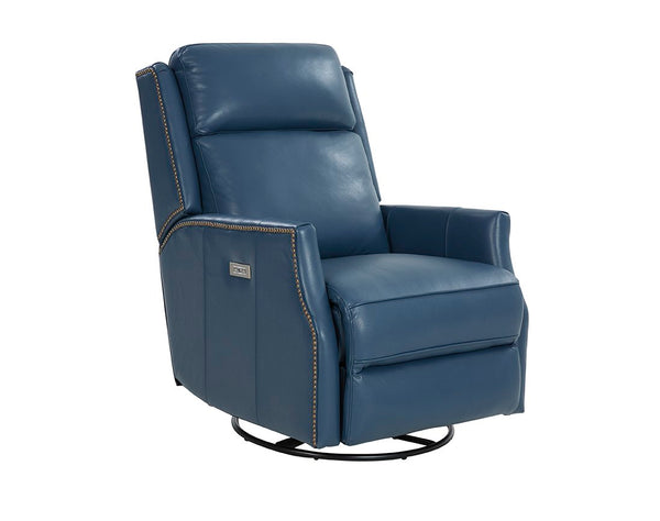 Cavill Power Swivel Glide Recliner- Marisol-Blue - Chapin Furniture