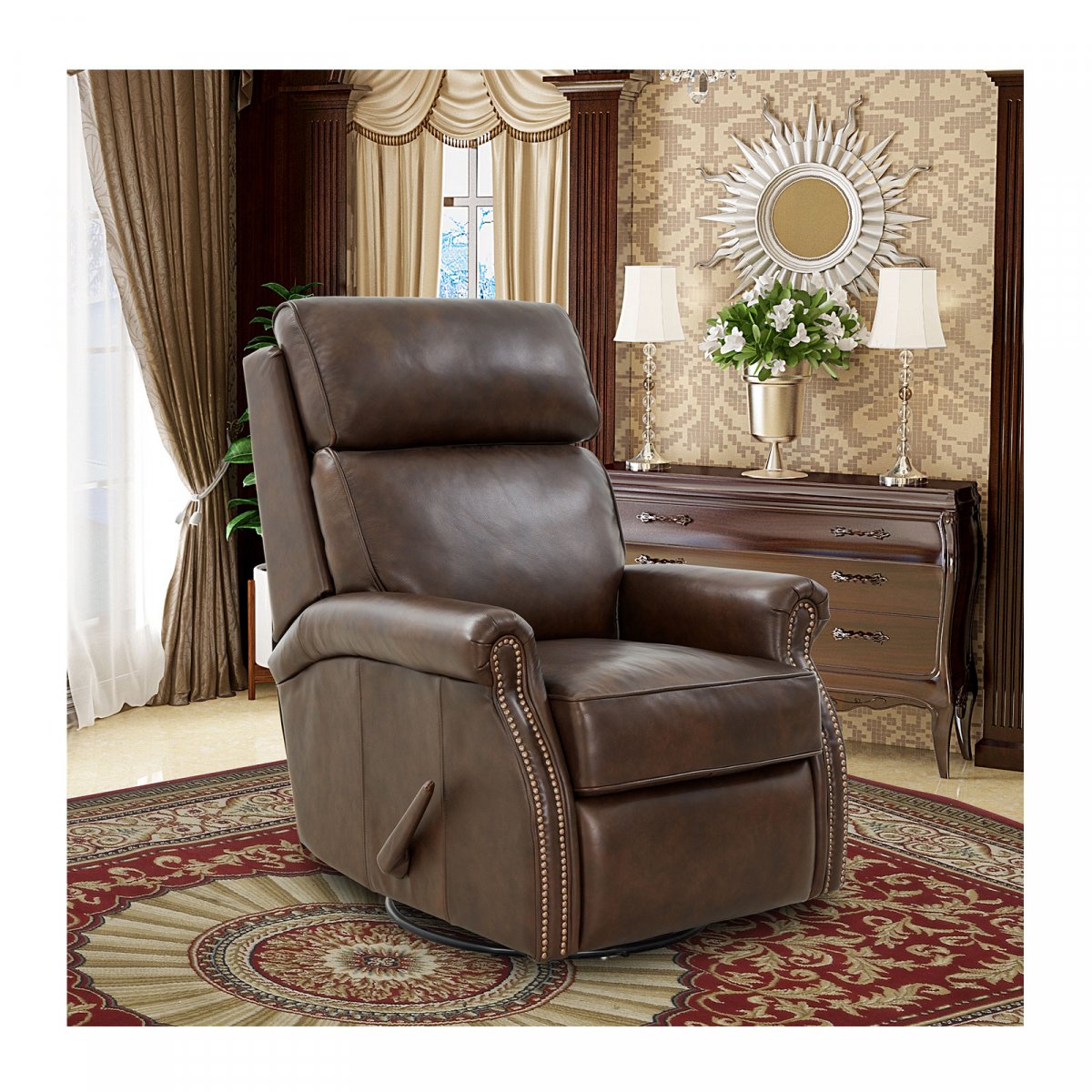 Crews Manual Swivel Glide Recliner- Ashford-Walnut - Chapin Furniture