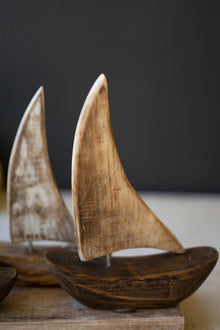 Five Wooden Sailboats on a Base - Chapin Furniture