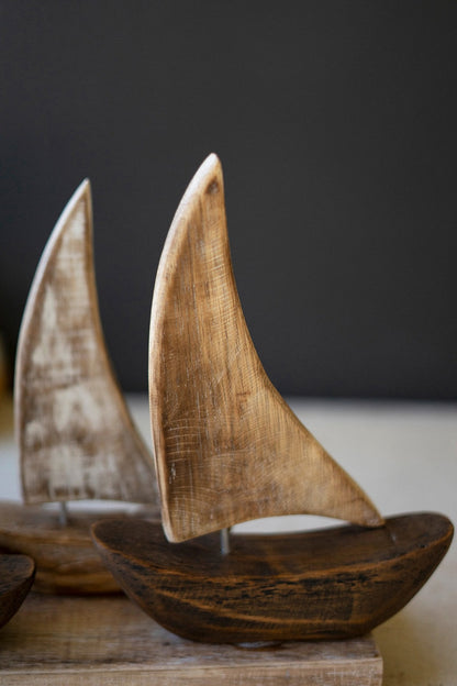 Five Wooden Sailboats on a Base - Chapin Furniture