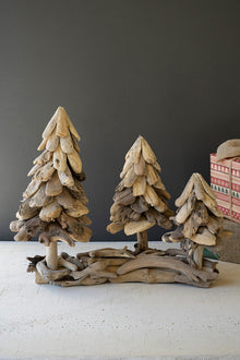 Three Driftwood Christmas Trees on Base - Chapin Furniture