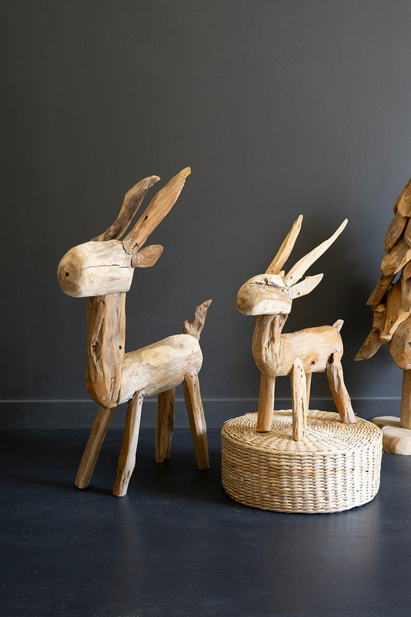 Set of 2 Rustic Teak Reindeer - Chapin Furniture