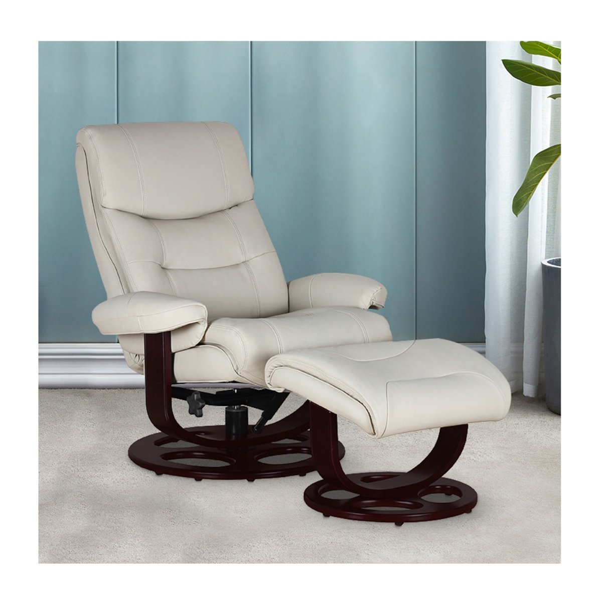 Dawson Swivel Pedestal Recliner and Ottoman- Roman-Ivory - Chapin Furniture
