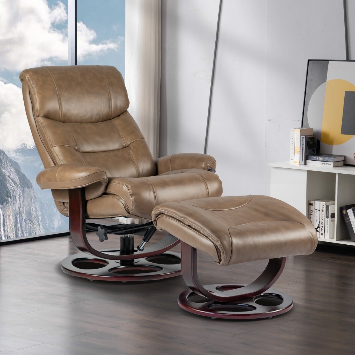 Dawson Swivel Pedestal Recliner and Ottoman- Frampton-Brown - Chapin Furniture