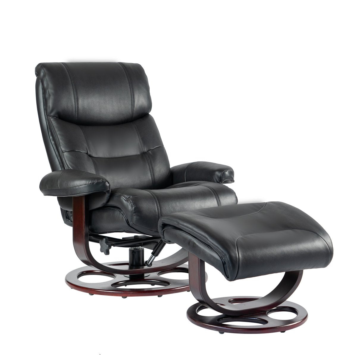Dawson Swivel Pedestal Recliner and Ottoman- Frampton-Black - Chapin Furniture