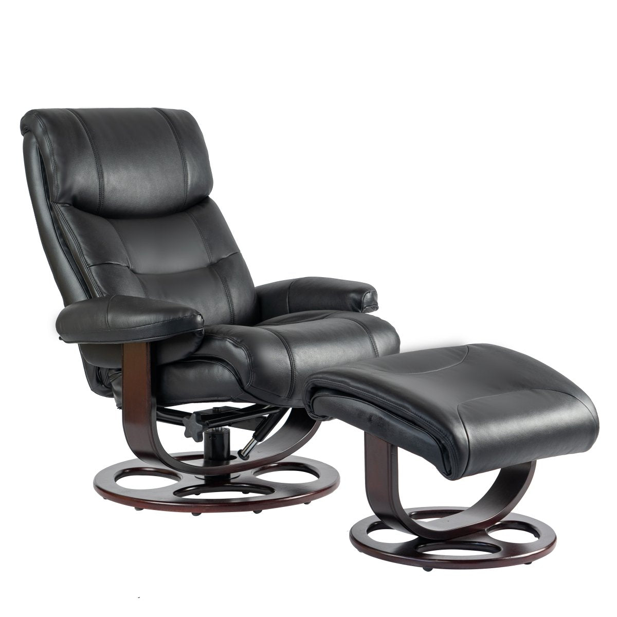 Dawson Swivel Pedestal Recliner and Ottoman- Frampton-Black - Chapin Furniture