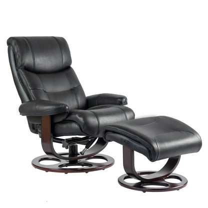 Dawson Swivel Pedestal Recliner and Ottoman- Frampton-Black - Chapin Furniture