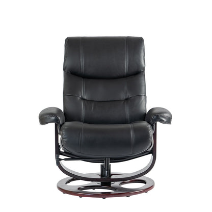 Dawson Swivel Pedestal Recliner and Ottoman- Frampton-Black - Chapin Furniture