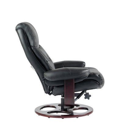 Dawson Swivel Pedestal Recliner and Ottoman- Frampton-Black - Chapin Furniture