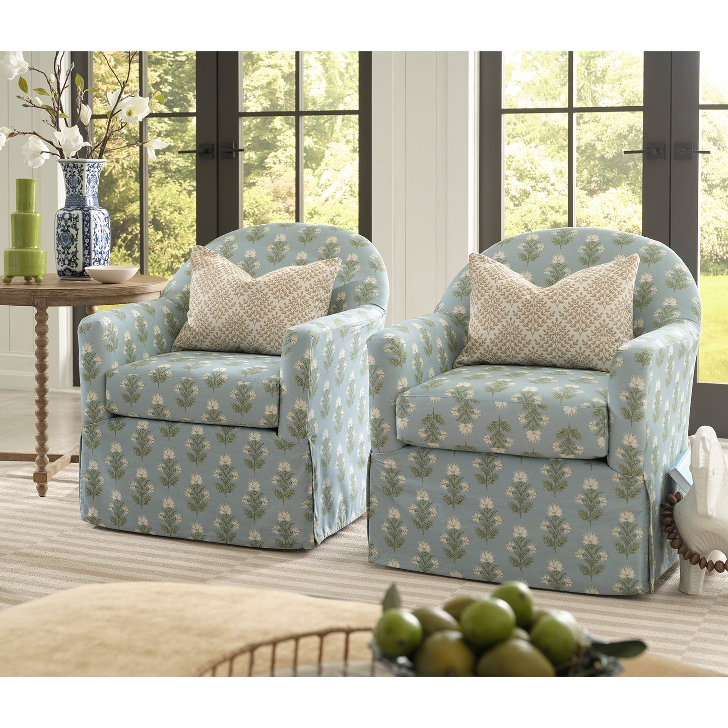 Meg Slipcovered Swivel Chair- Custom - Chapin Furniture