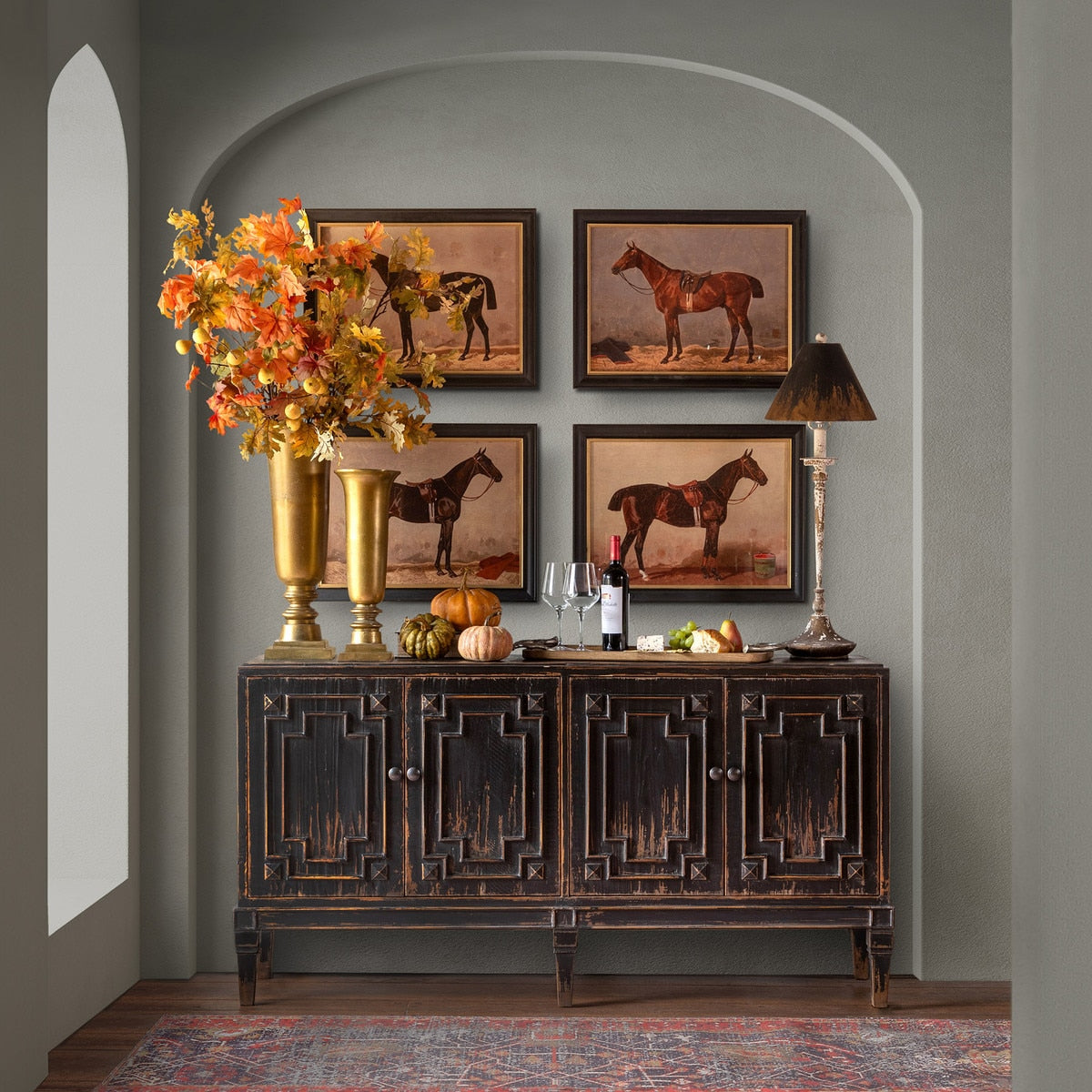 English Riding Horses Framed Print, Set of 4 Assorted Styles - Chapin Furniture