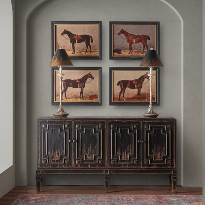 English Riding Horses Framed Print, Set of 4 Assorted Styles - Chapin Furniture