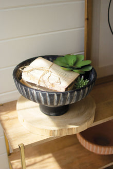 Black Wash Footed Clay Bowls with Detail on Rim - Chapin Furniture