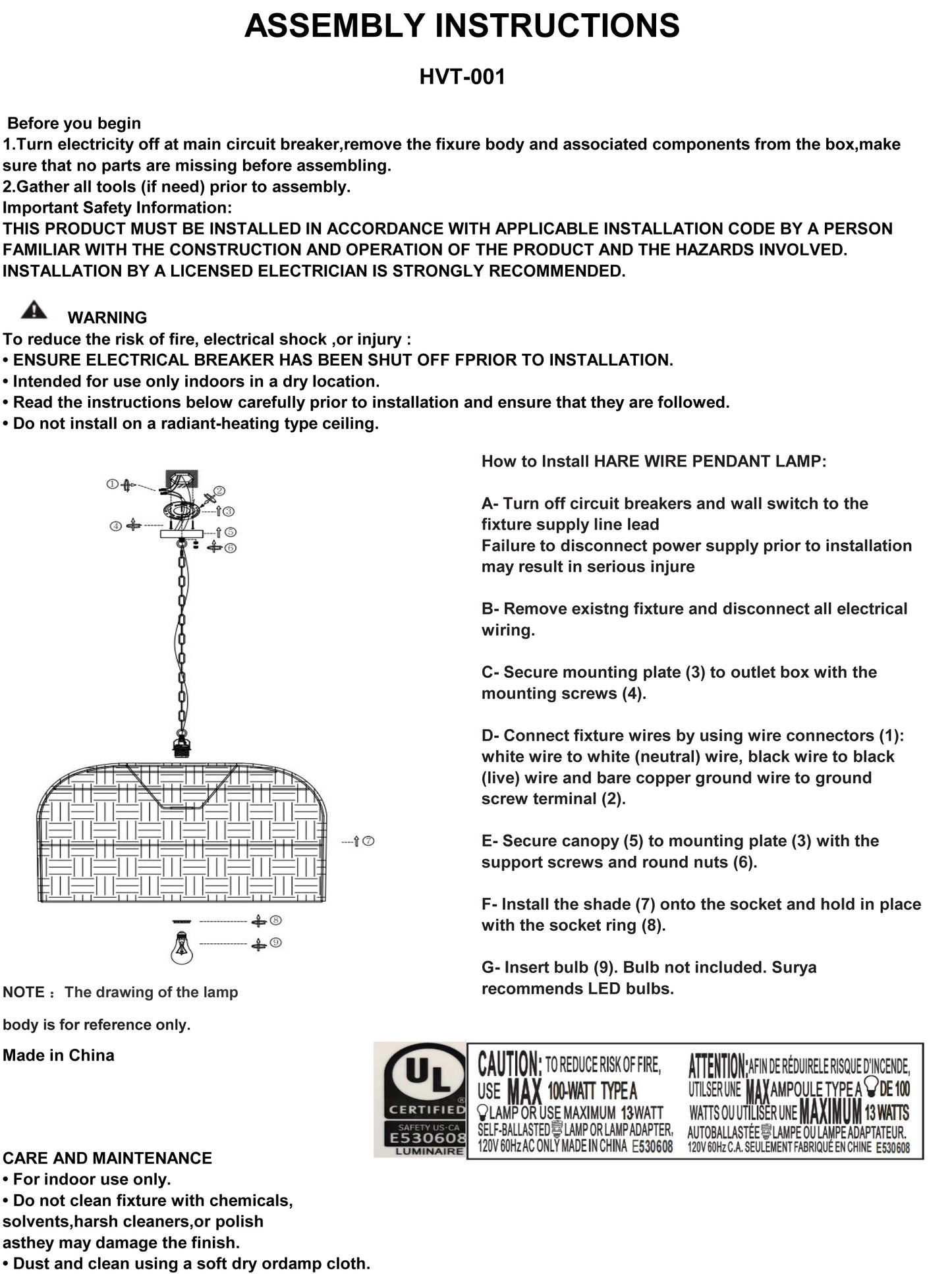Himavat HVT-001 Hanging Pendant - Chapin Furniture