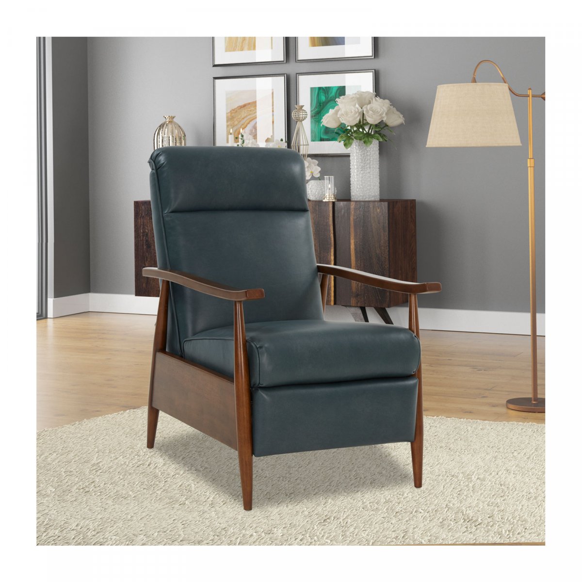 Hampton Recliner- Roma-Bluegray - Chapin Furniture