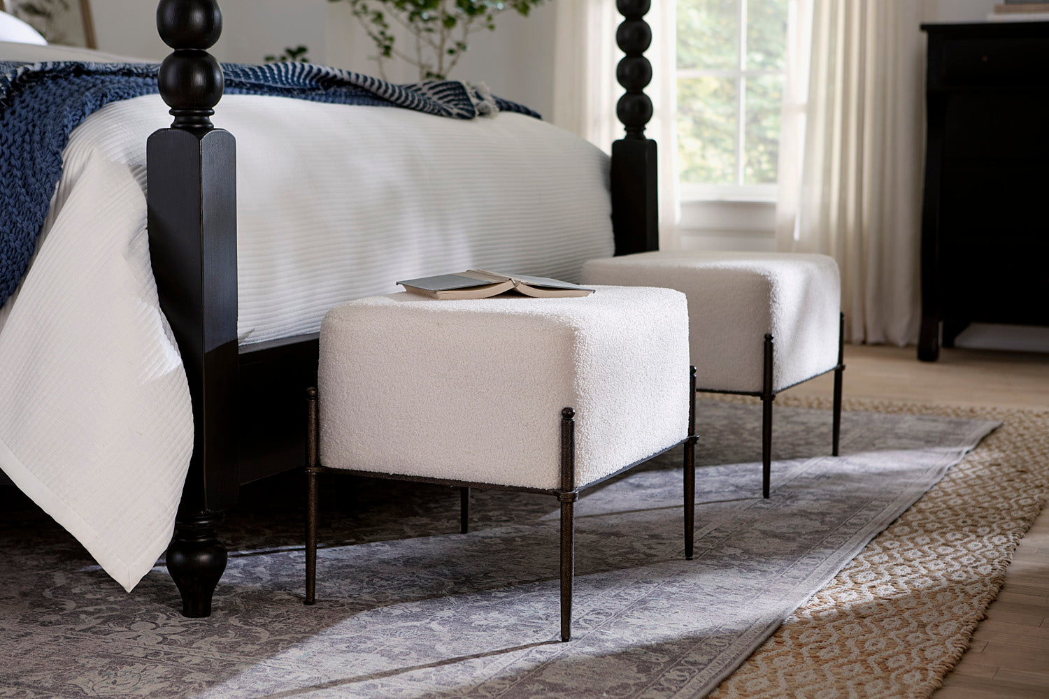 Caroline Shearling Natural Stool - Thumbnail 2