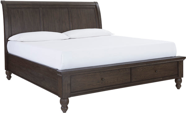 Cambridge Storage Sleigh Bed - Queen - Cracked Pepper - Chapin Furniture