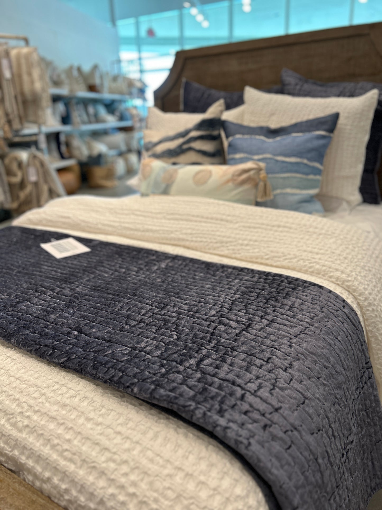Bari Velvet Sea Fog Quilt - Chapin Furniture