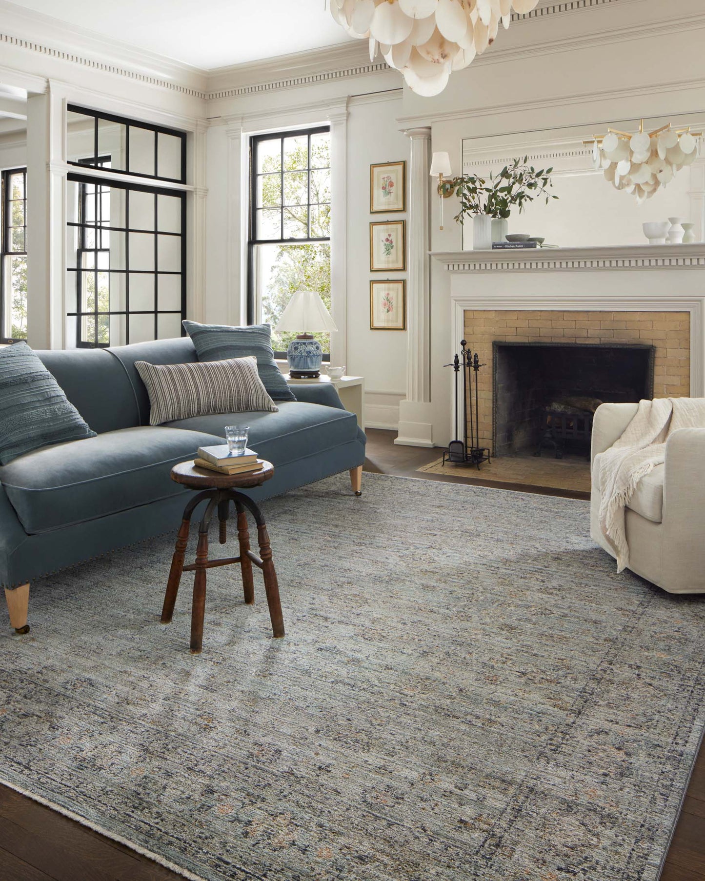 Jean Stoffer Katherine 01 Rug- Ocean/Gold - Chapin Furniture
