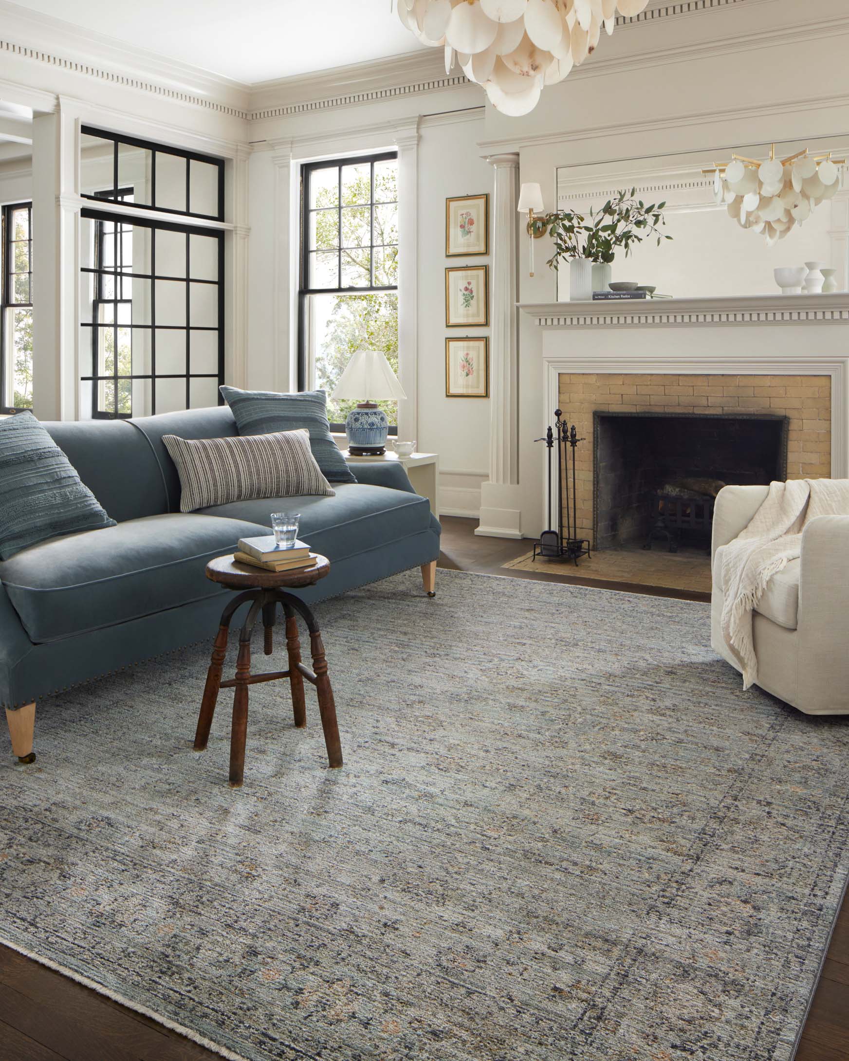 Jean Stoffer Katherine 01 Rug- Ocean/Gold - Chapin Furniture