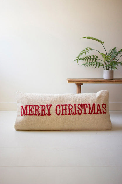 Merry Christmas Hand-Hooked Pillow - Chapin Furniture