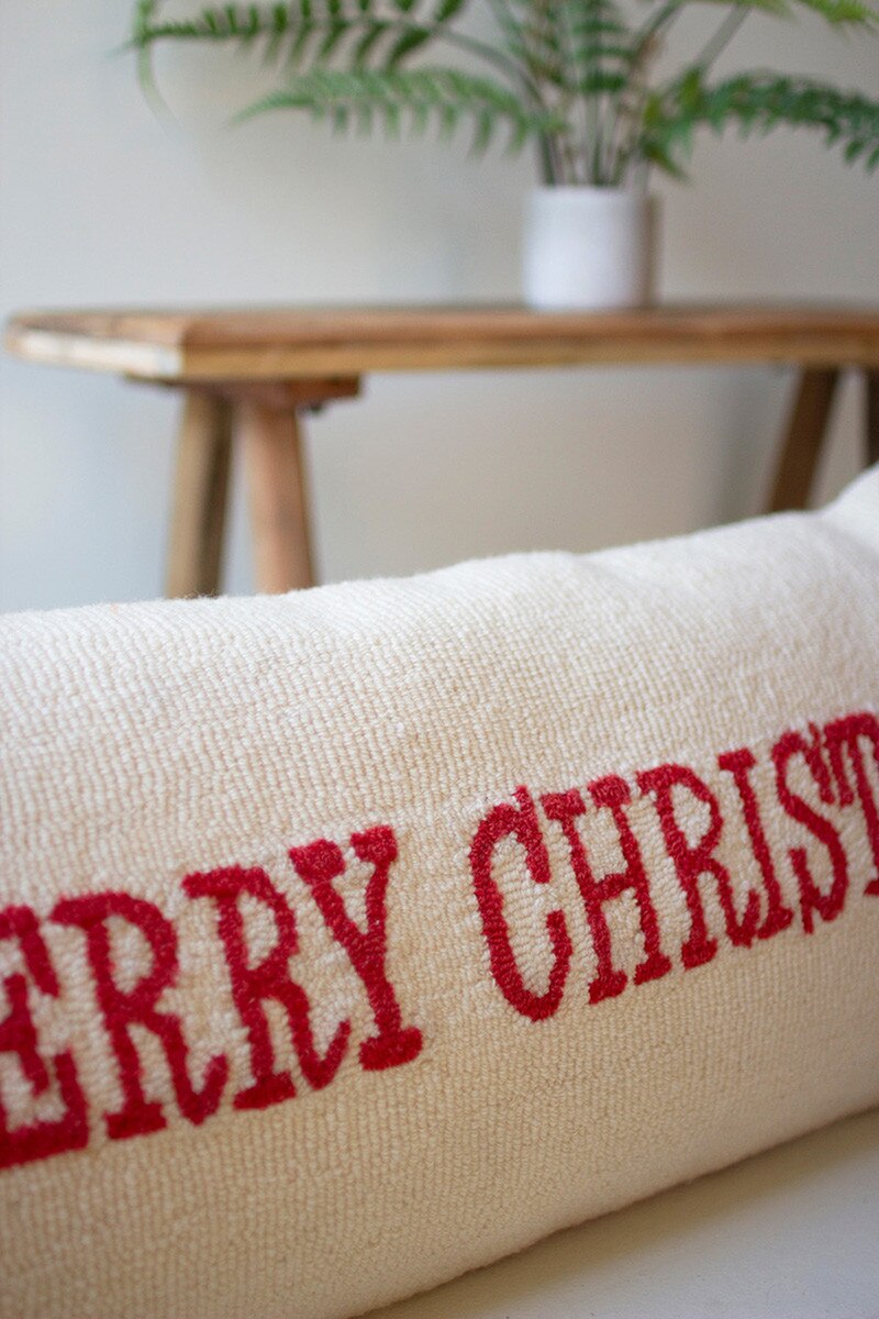 Merry Christmas Hand-Hooked Pillow - Chapin Furniture
