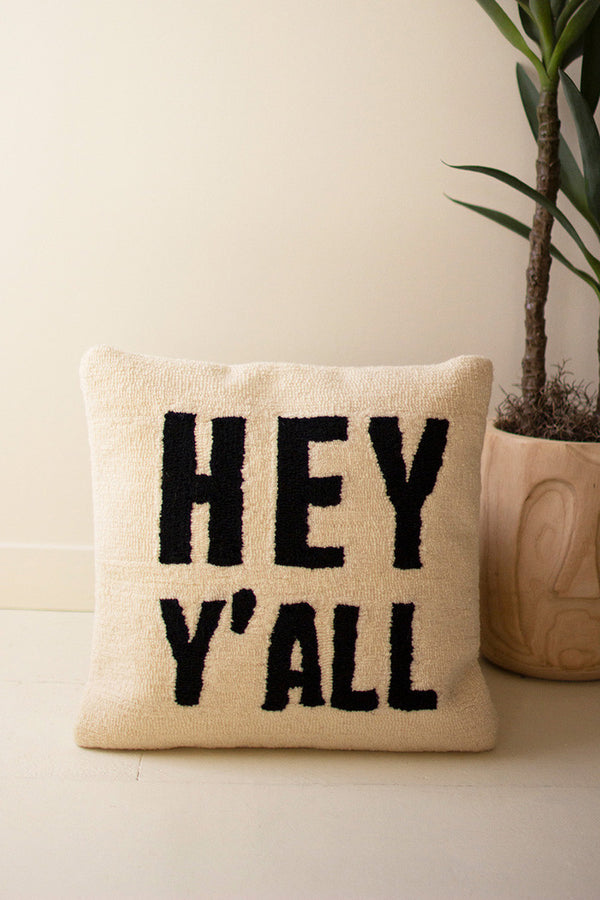 Hey Y'All Hand-Hooked Pillow - Chapin Furniture