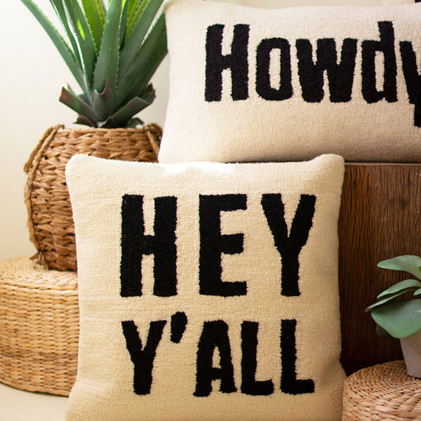 Hey Y'All Hand-Hooked Pillow - Chapin Furniture