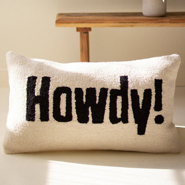 Howdy! Hand-Hooked Pillow - Chapin Furniture