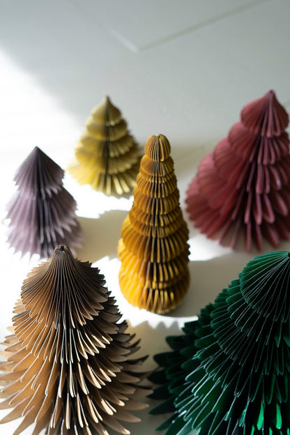 Set of 6 Jewel Tone Paper Accordian Christmas Trees - Chapin Furniture