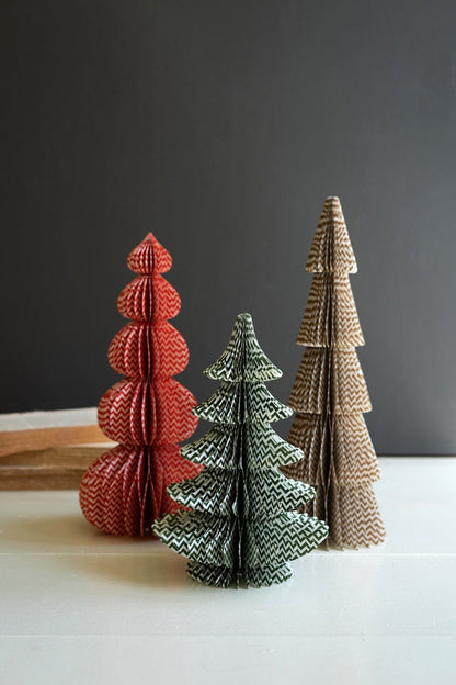 Set of 3 Printed Paper Accordion Christmas Trees - Chapin Furniture