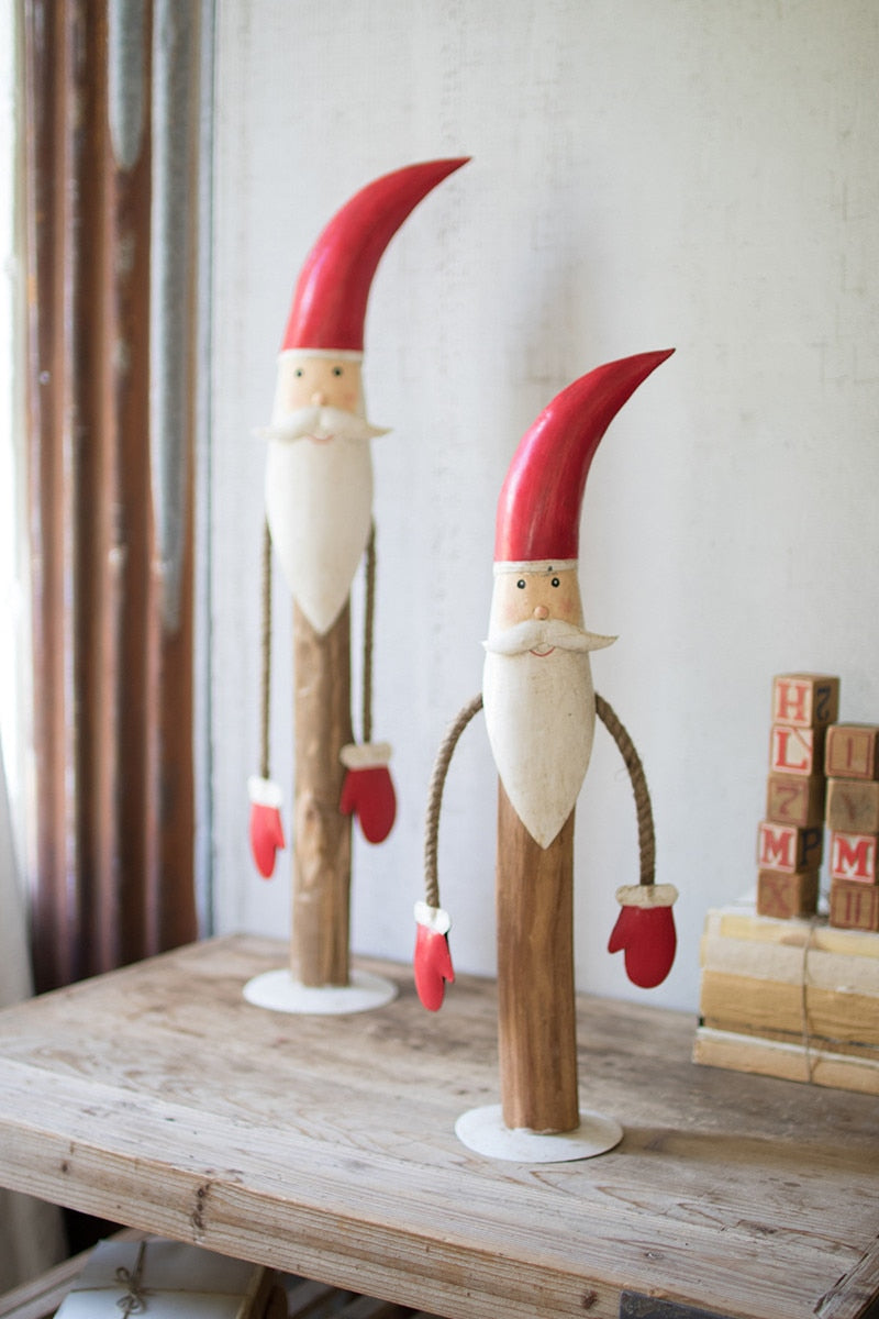 Set of 2 Painted Metal and Wood Tabletop Santas - Chapin Furniture